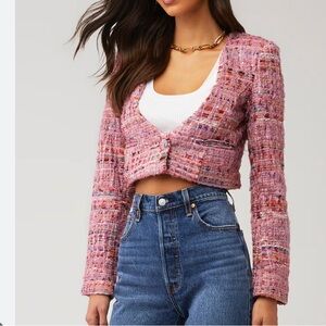 For Love and Lemons Cropped Tweed Blazer